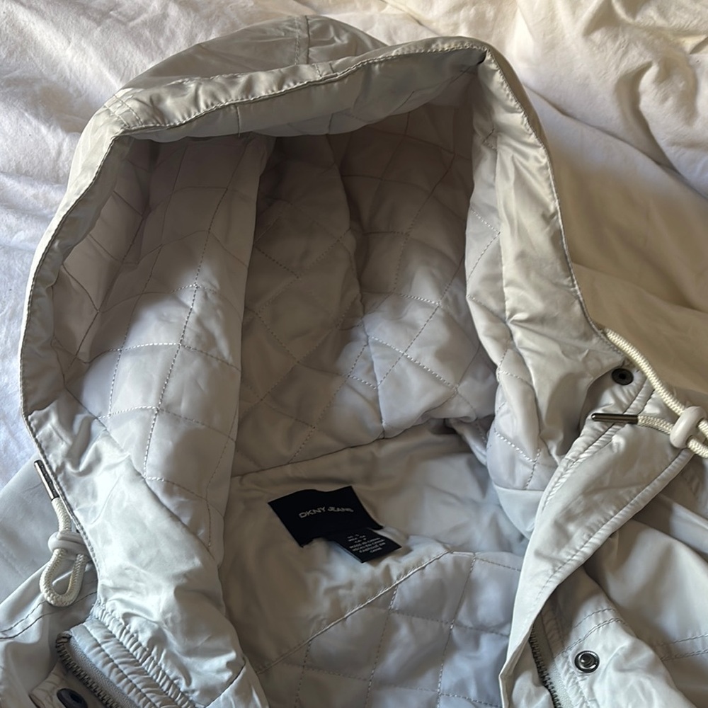 DKNY Gray Hooded Utility Jacket With Pockets NWT - Picture 15 of 16